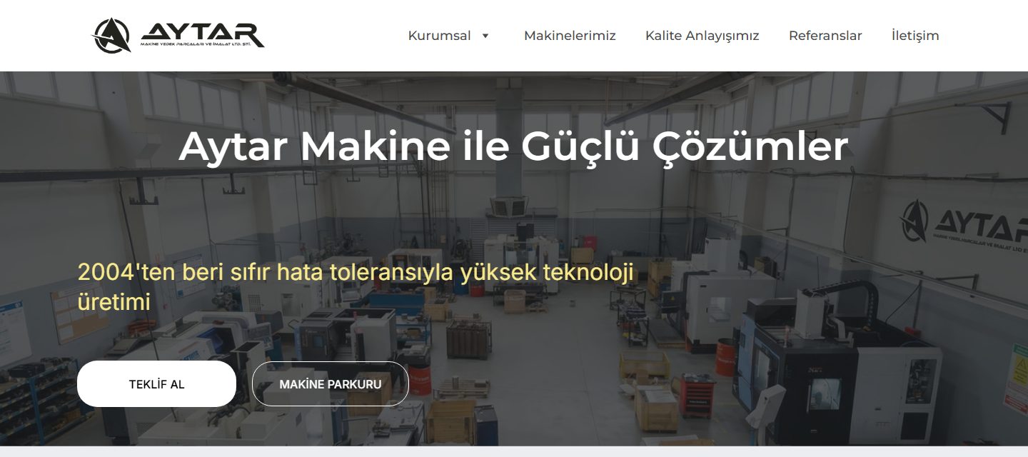 Aytar Makine web sitesi